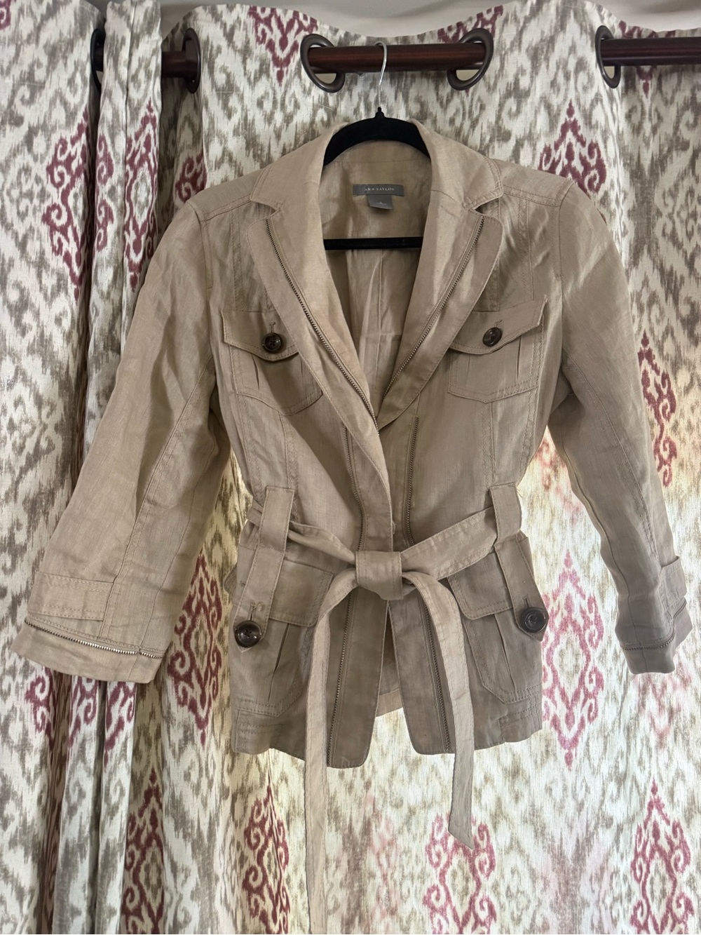 Ann Taylor Taupe Utility Safari Belted Jacket